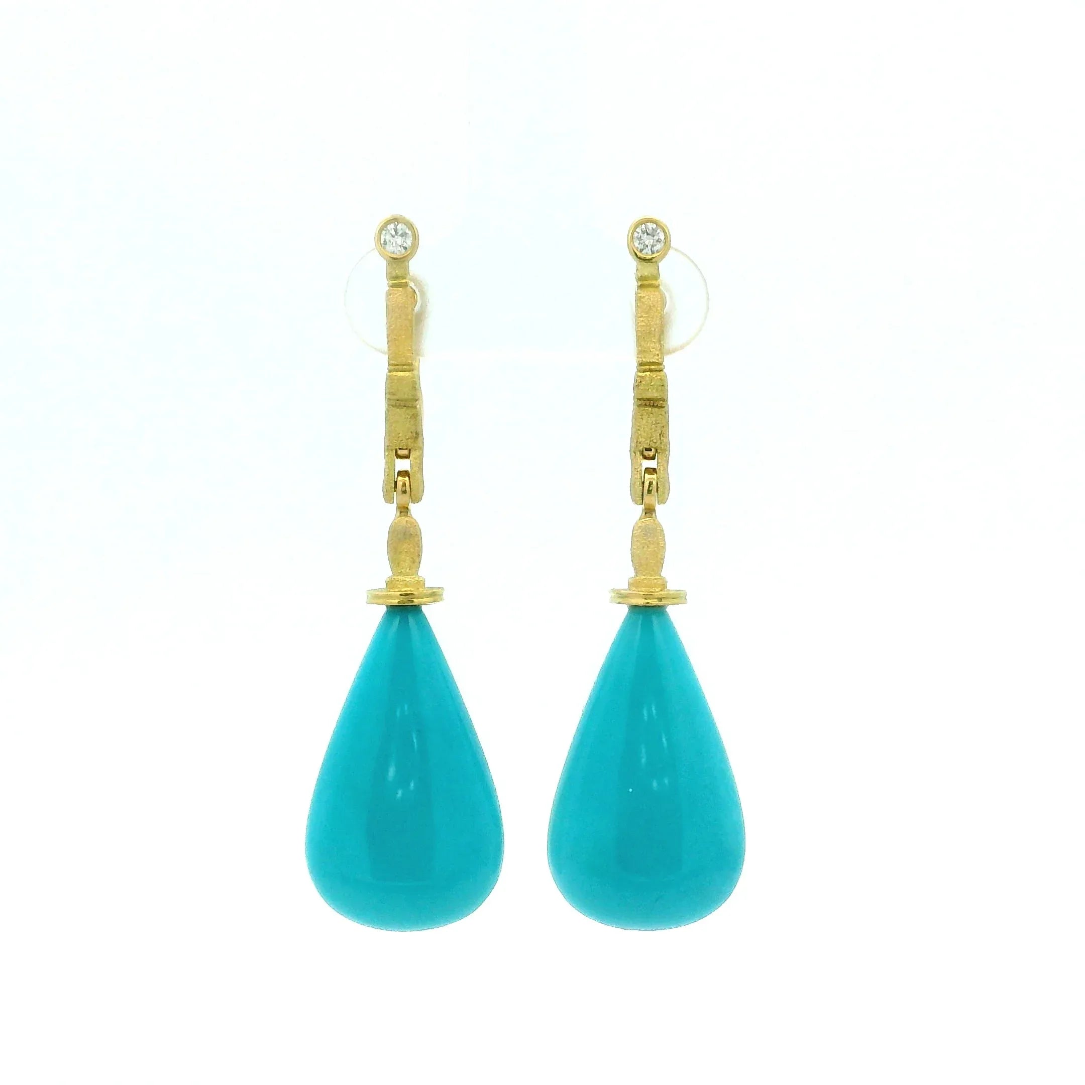 18 Karat Yellow Gold Turquoise "Sticks and Stones" Earrings