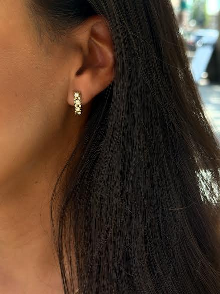 Oval Diamond Huggie Earrings