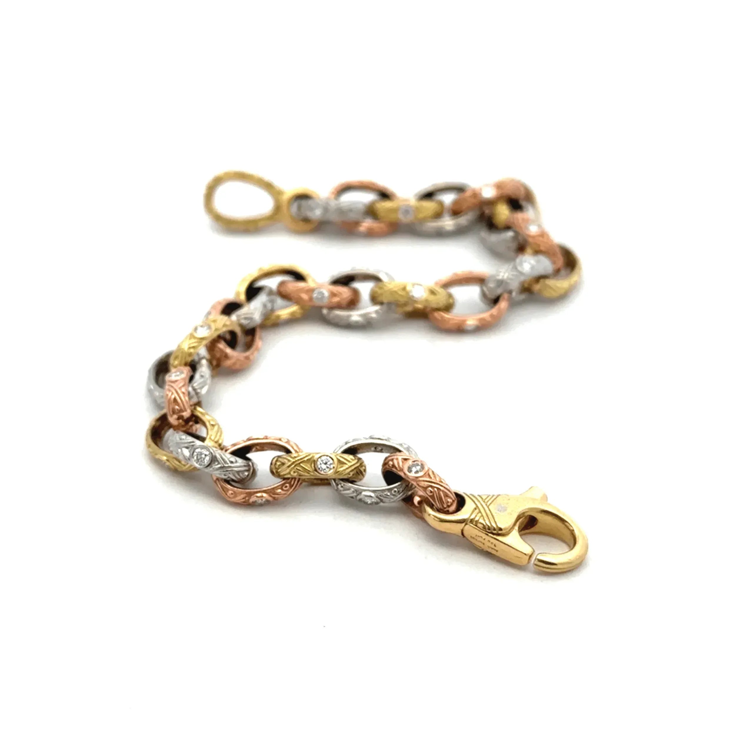 Yellow gold, Rose gold and Platinum Diamond Link Bracelet