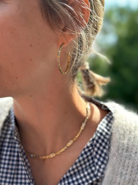 Yellow Gold And Diamond Micro Window Hoop Earrings