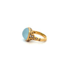 Yellow Gold Milky Aquamarine Cabochon Ring