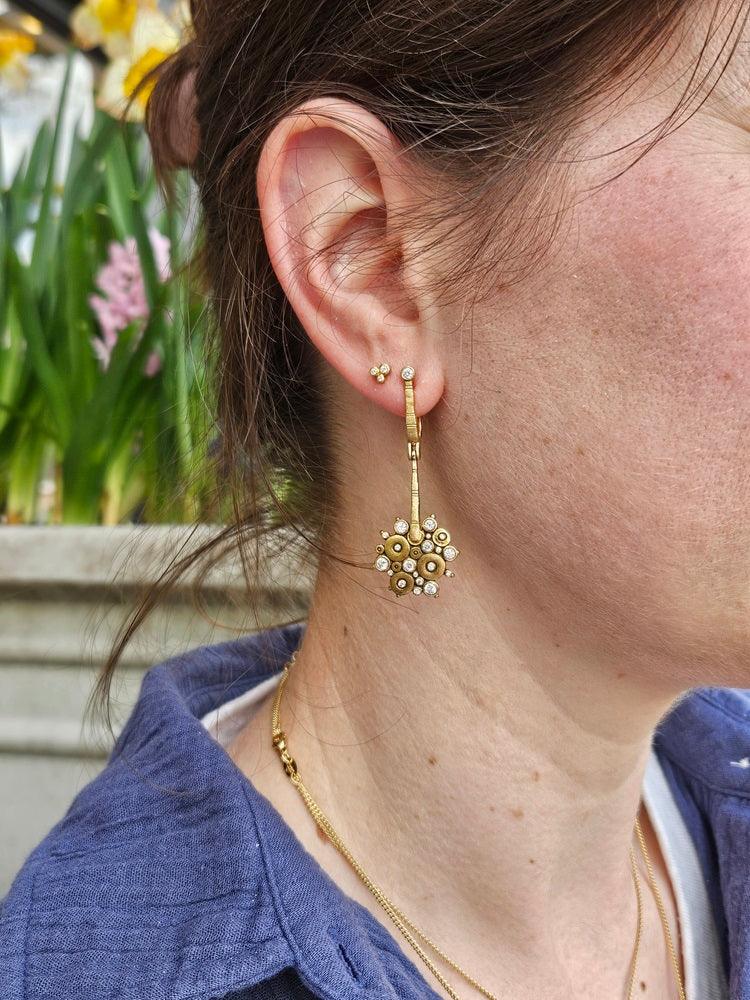 Yellow Gold and Diamond Ocean Earrings