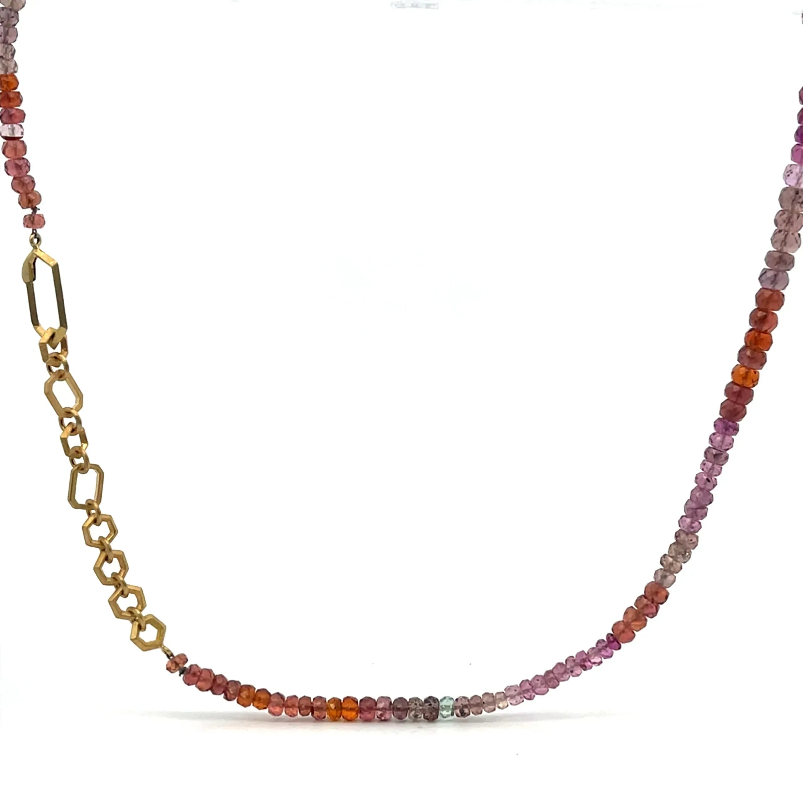 18 karat Yellow Gold and Mali Garnet Necklace