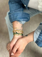 Blue Green Tourmaline and Yellow Gold Strand