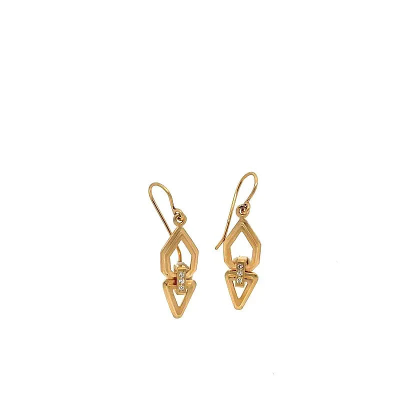 18 karat Yellow Gold and Diamond Double Drop Earring