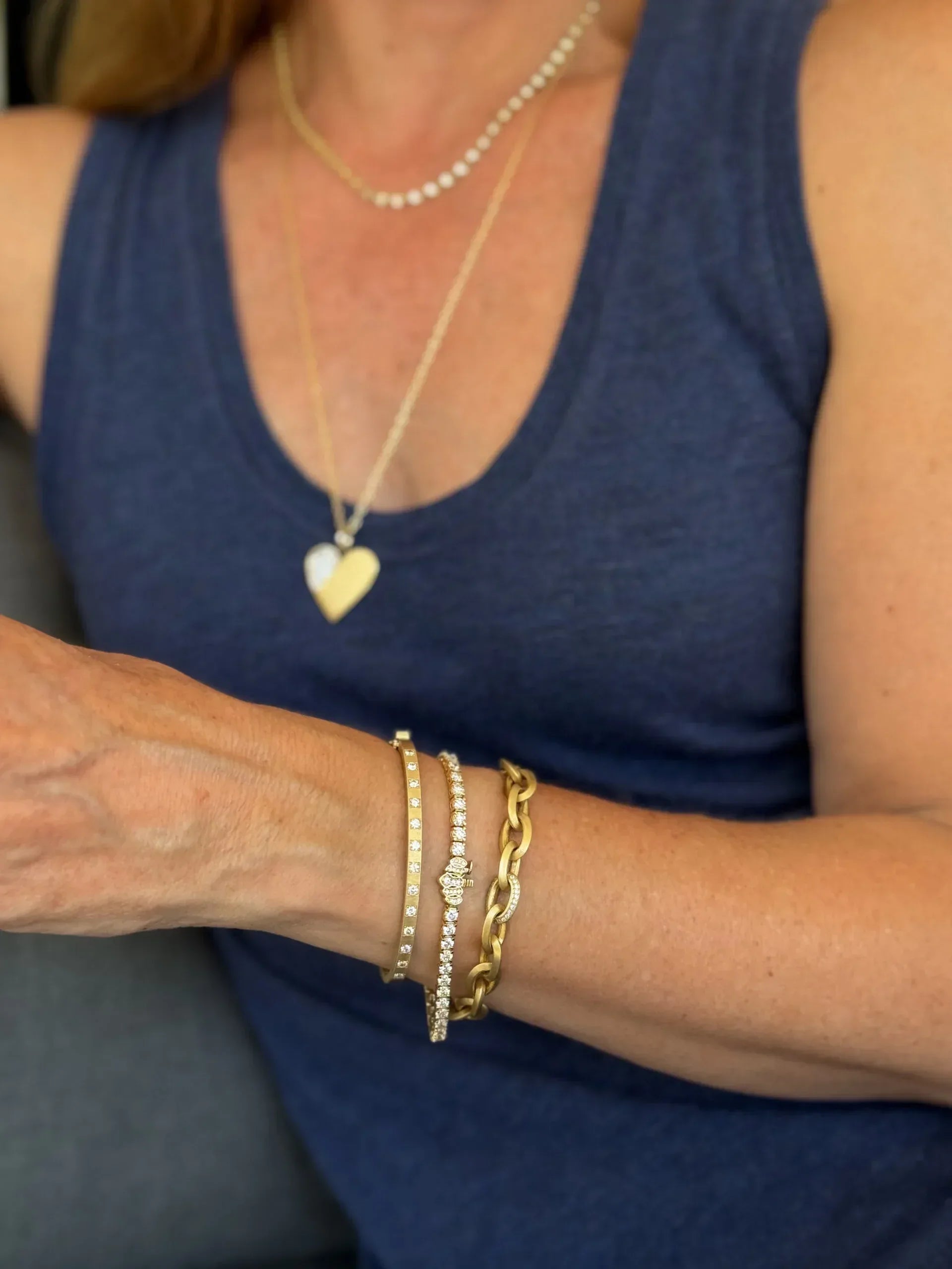 Yellow Gold and Diamond Oval Link Bracelet