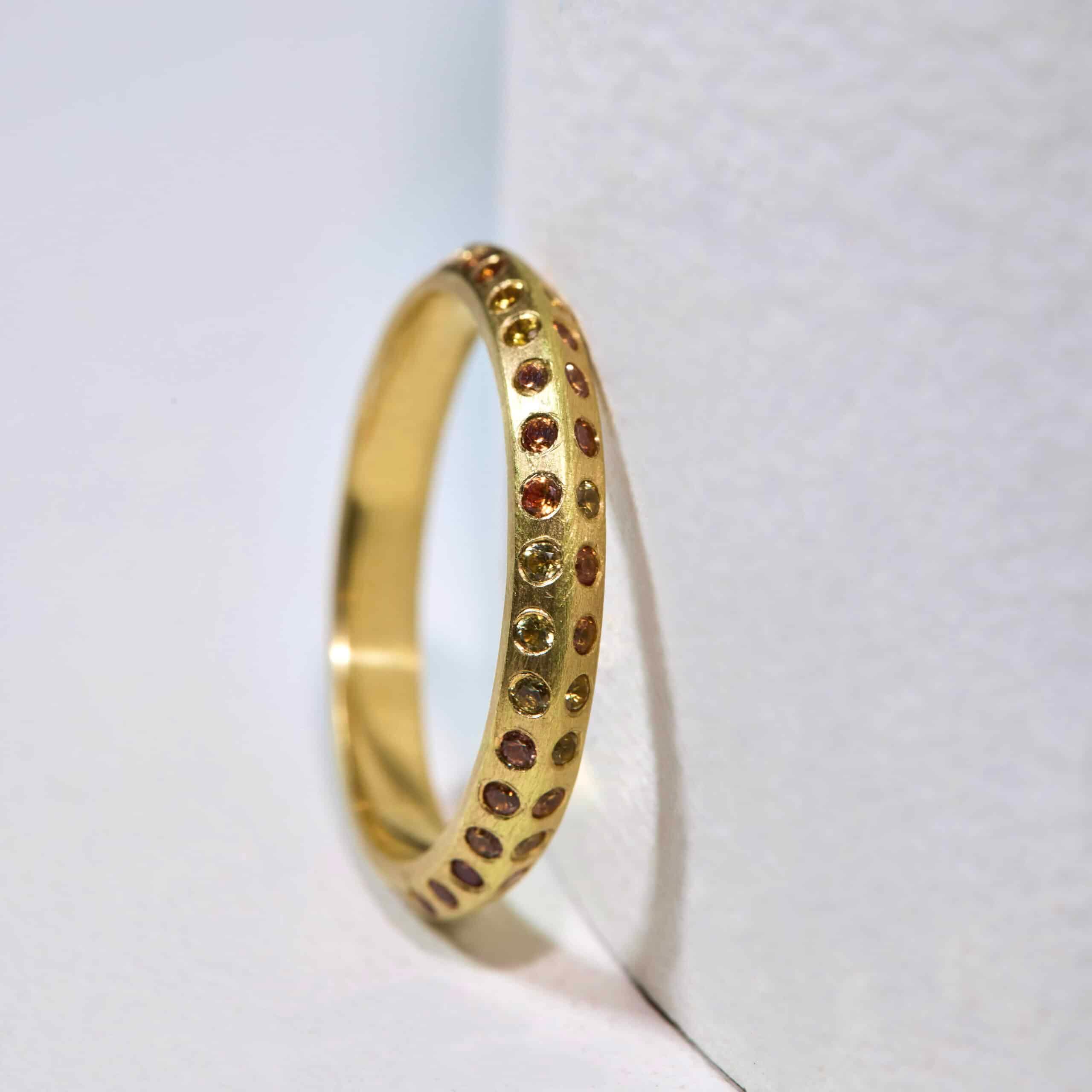 Yellow Gold Sapphire Knife Edge Band