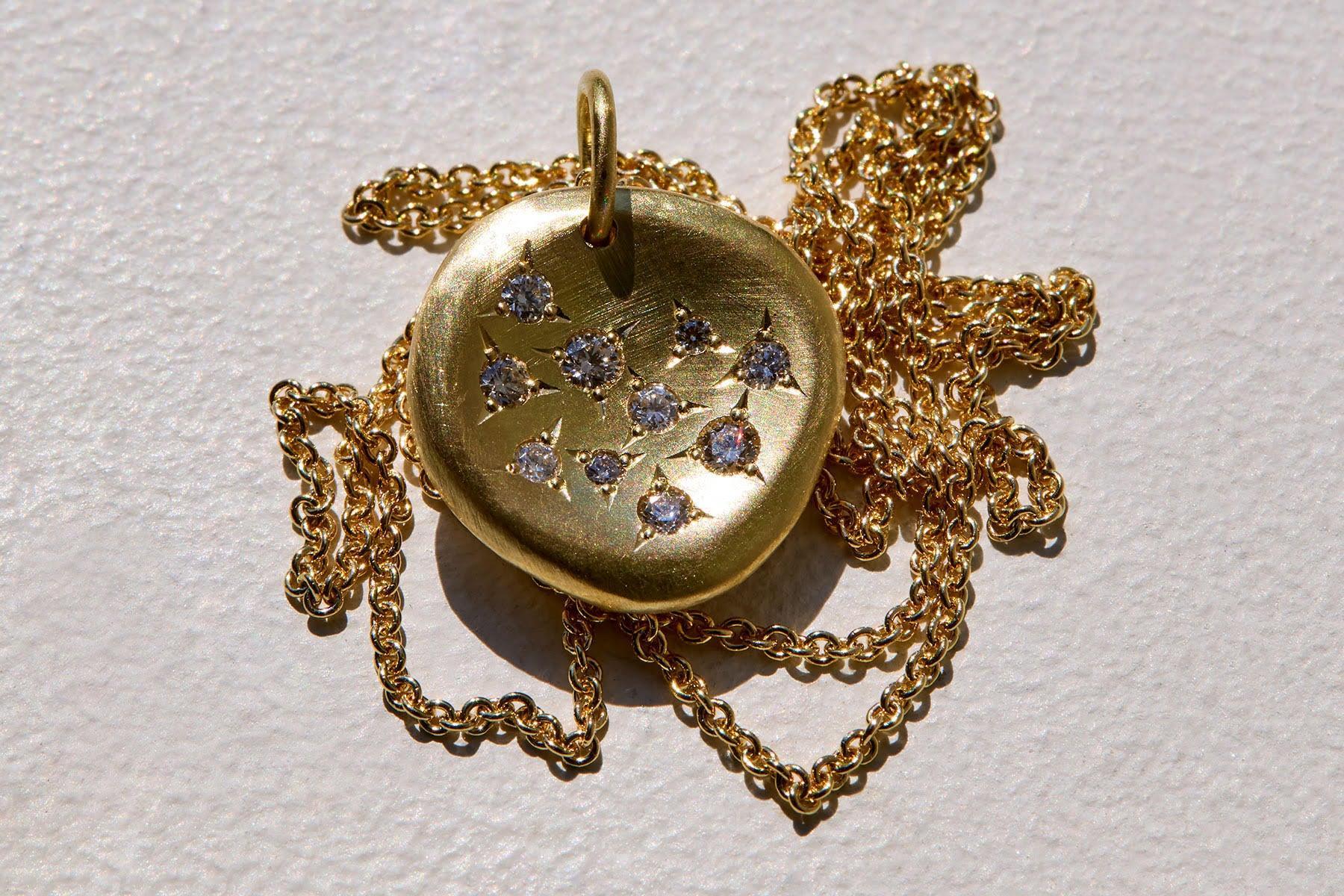 Ali Dumont Gold and Diamond Half-Full Pendant