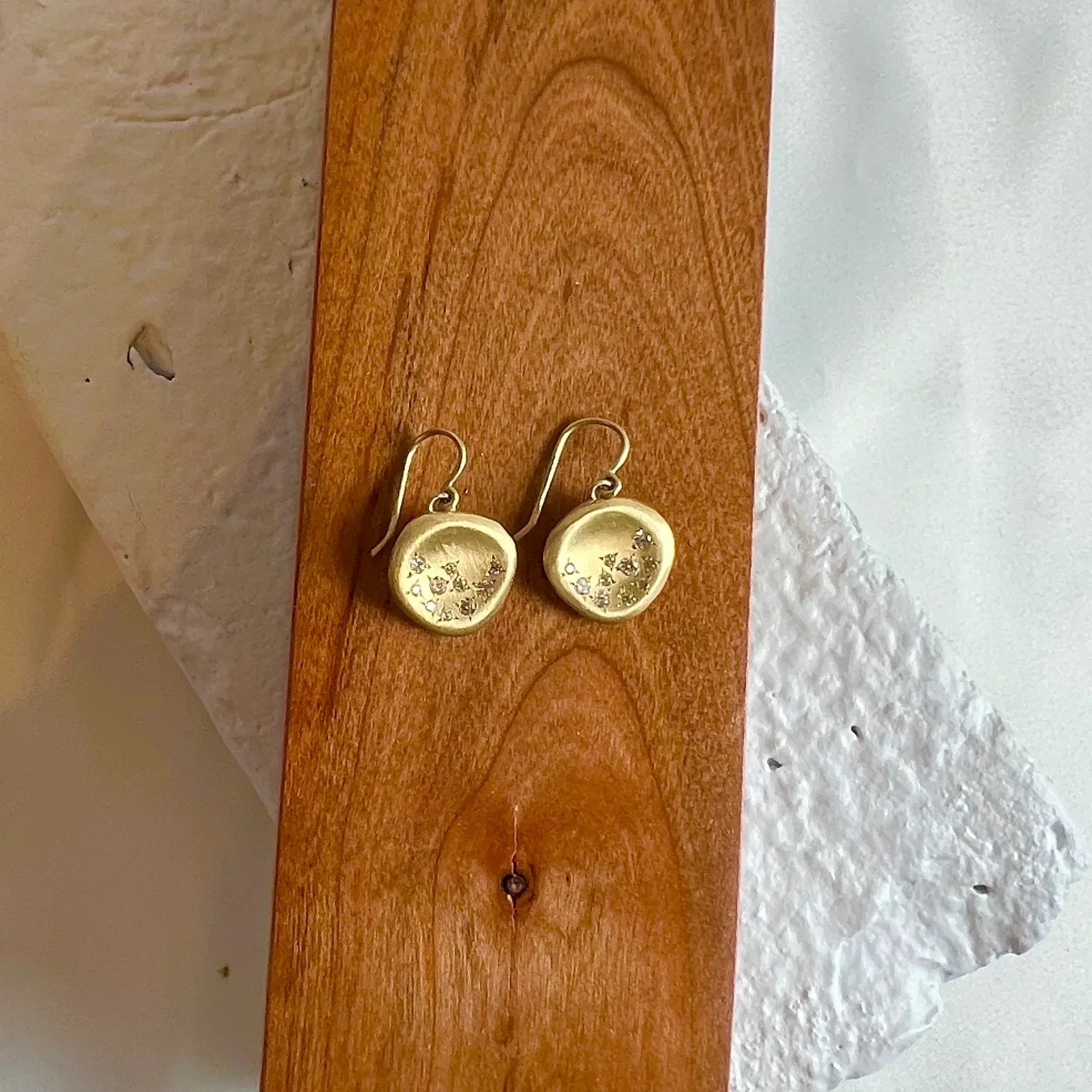 Yellow Gold and Diamond Dangle Earrings