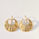 18 karat Yellow Gold and Diamond Carved Notch Earrings