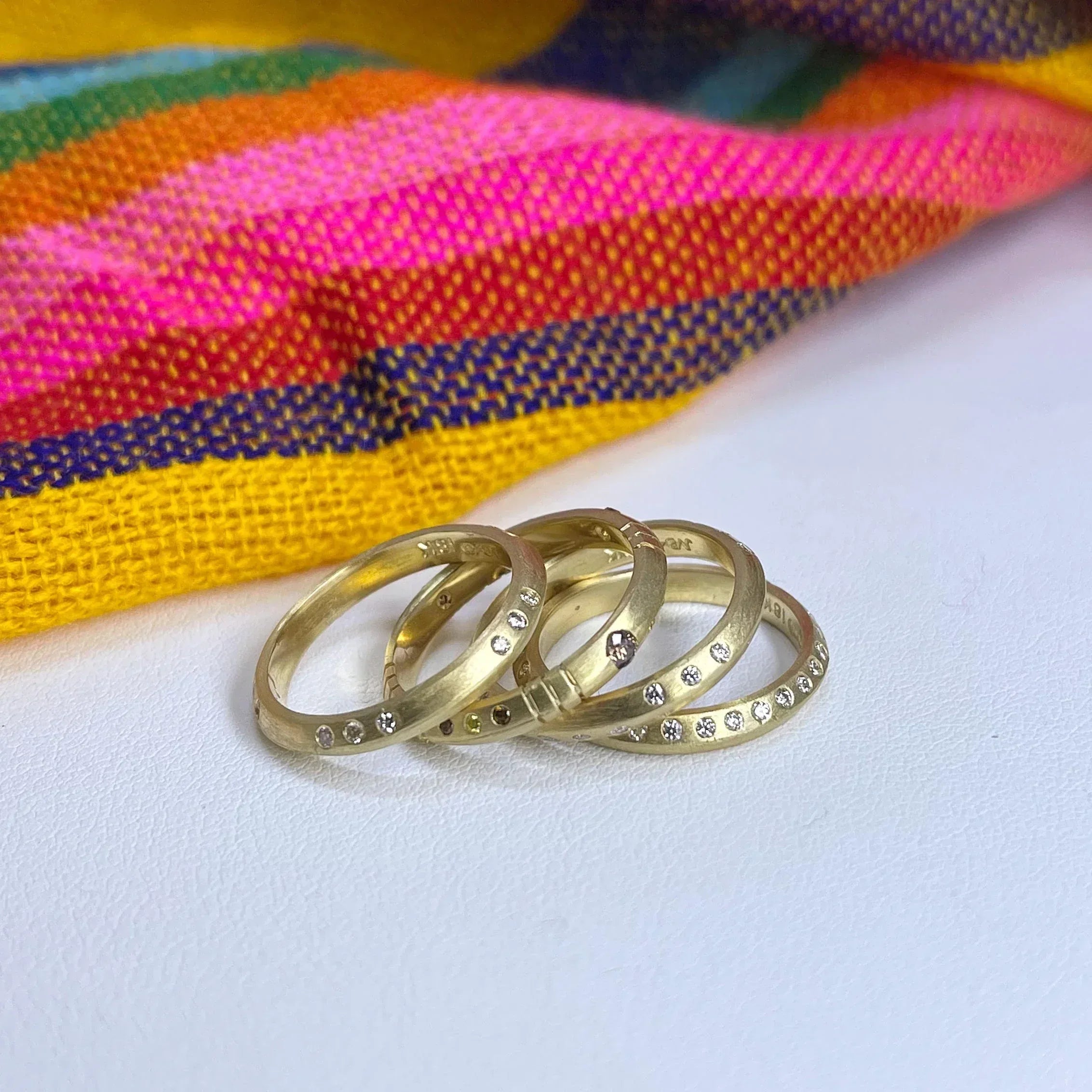 Alternating Diamond Stackable Ring
