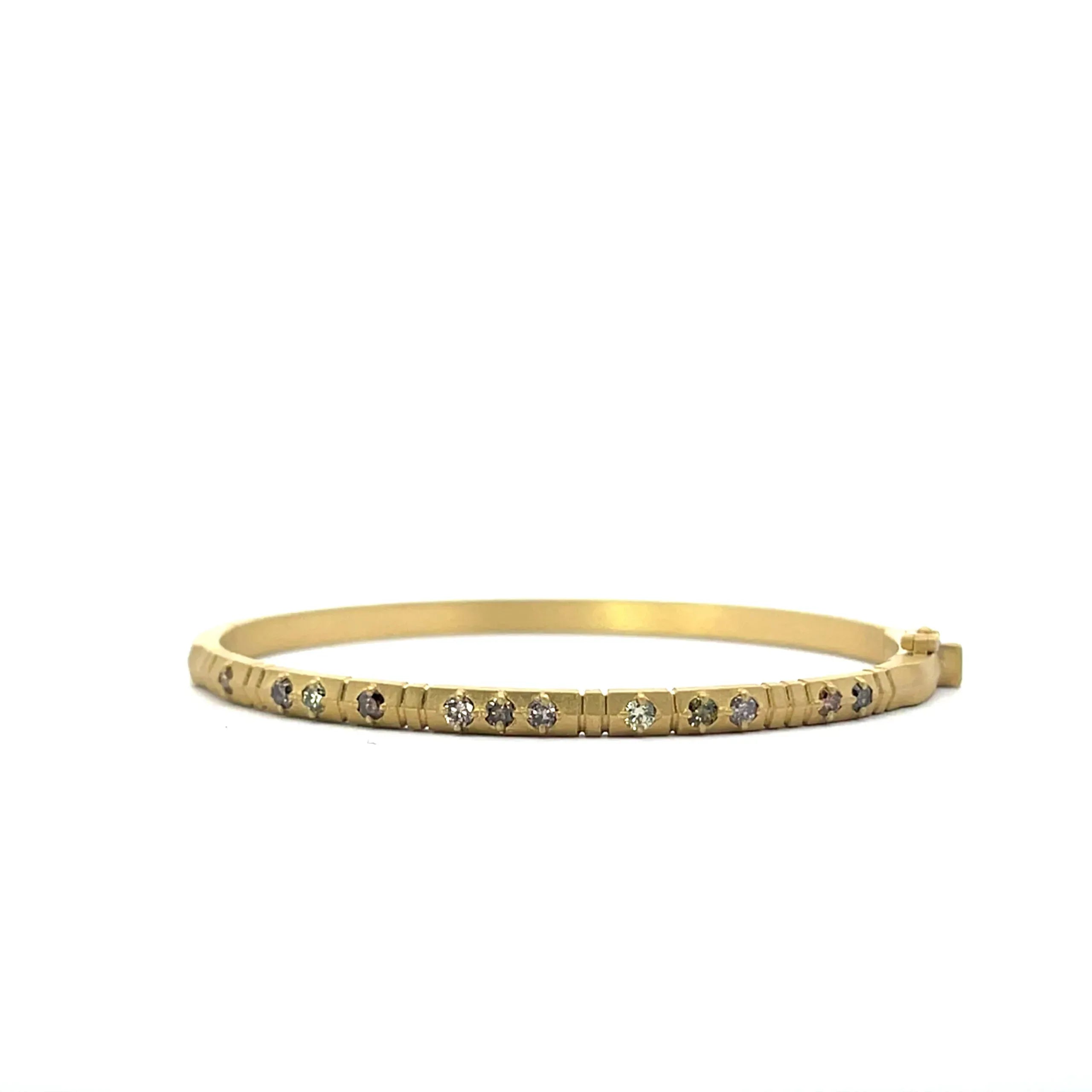 Natural Colored Diamond Carved Bracelet