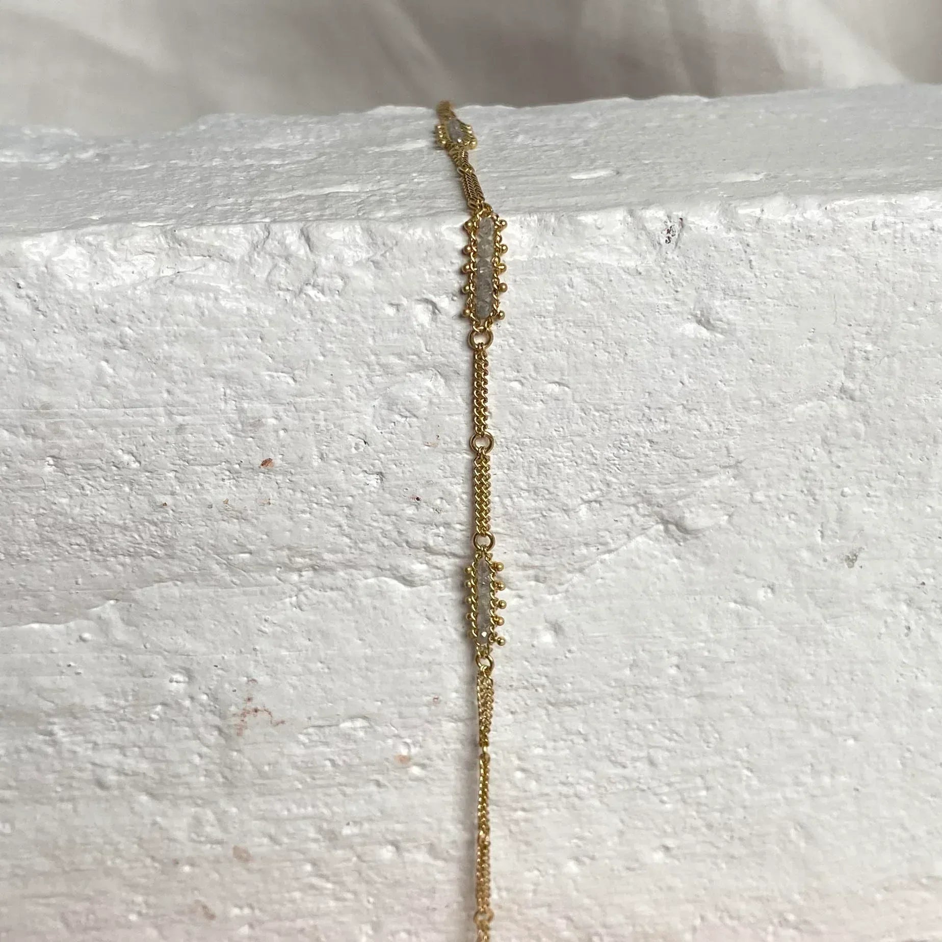 18 karat Yellow Gold and Silver Diamond Textile Station Bracelet