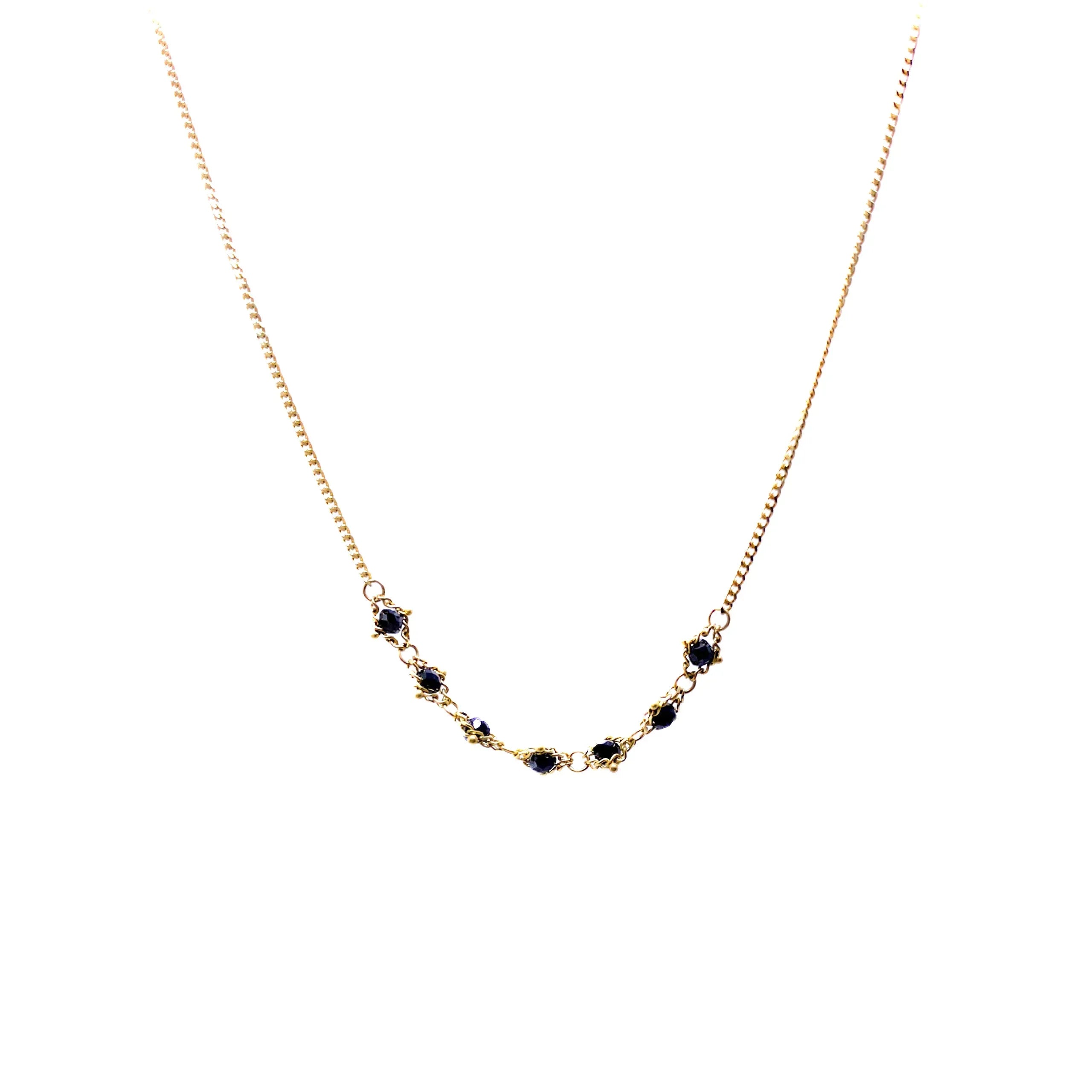 Black Diamond Long Textile Necklace