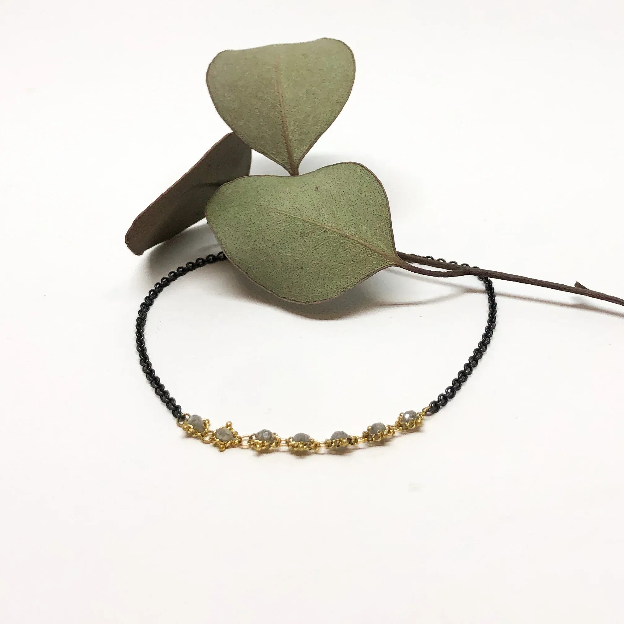 Oxidized Silver and Diamond Bracelet