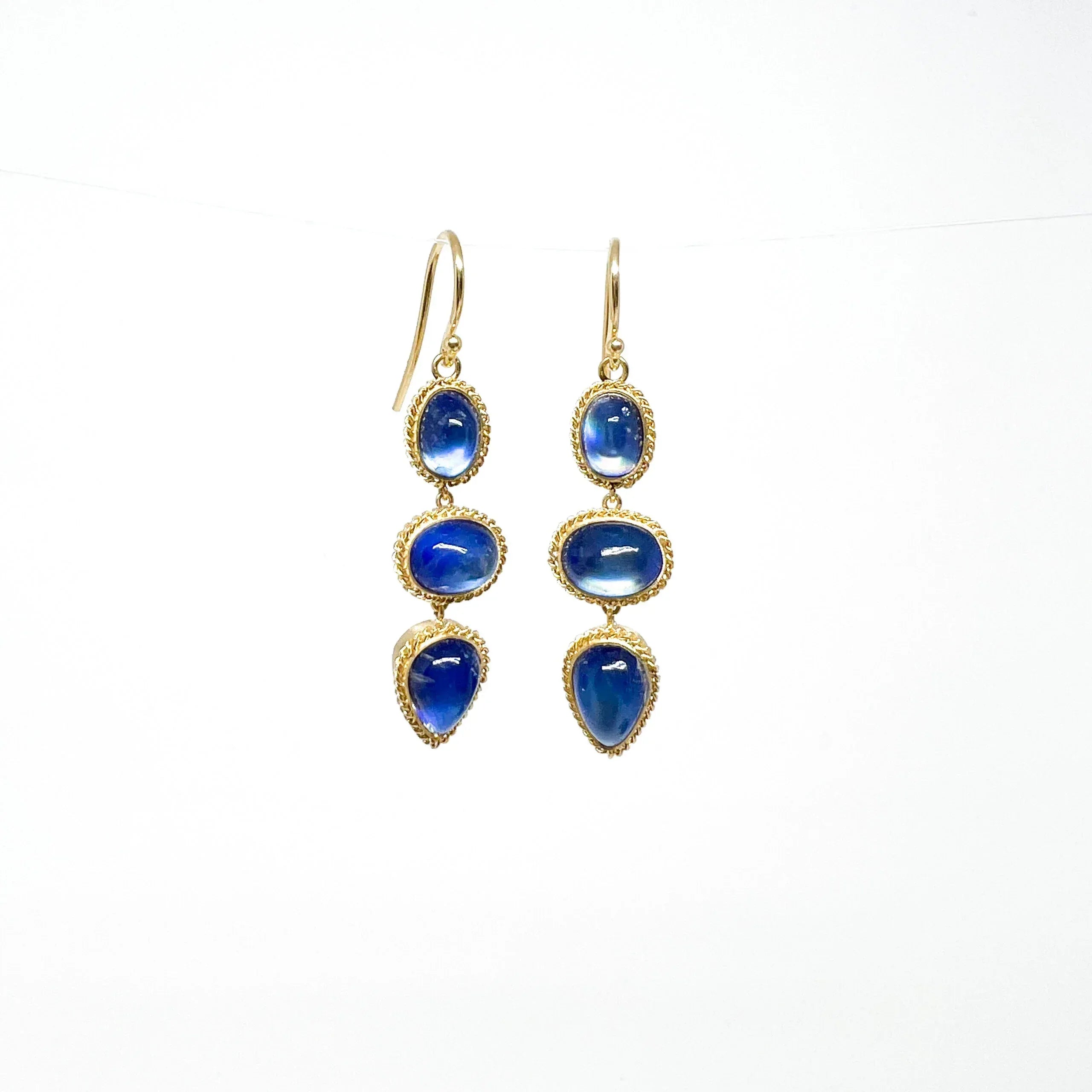 Triple Drop Moonstone Earrings