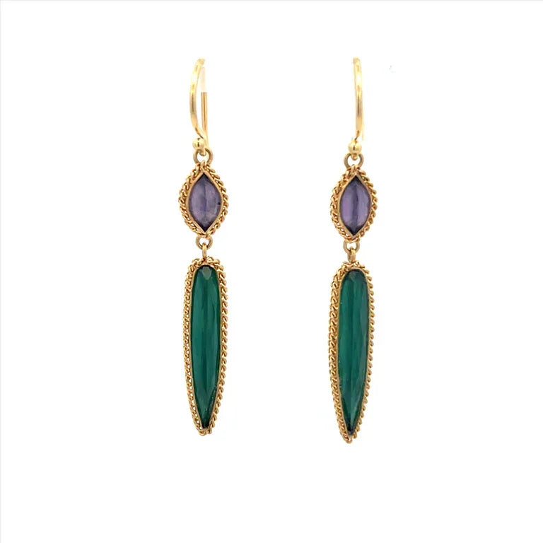Tourmaline and Sapphire Drop Earrings