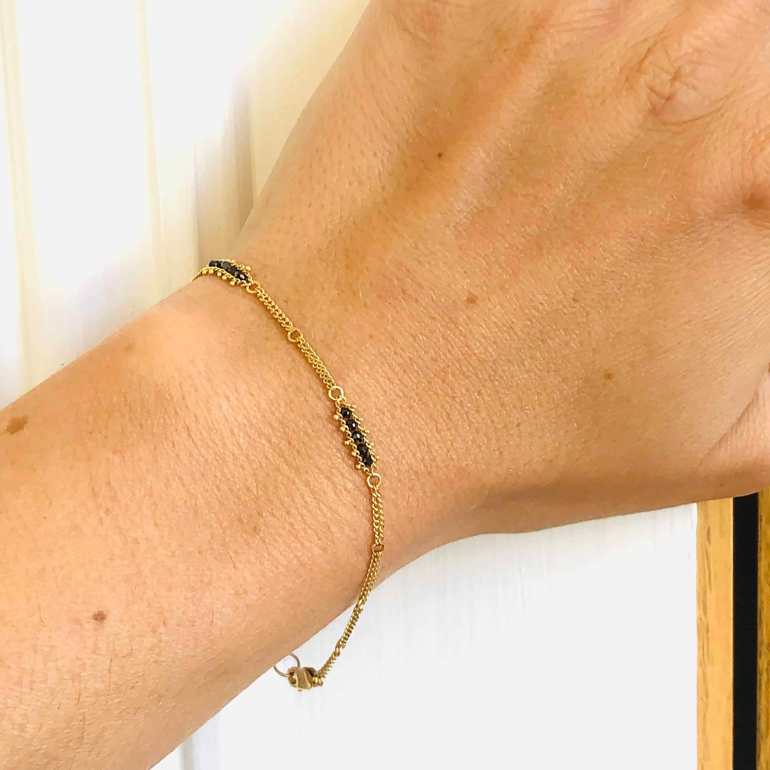 Yellow Gold and Black Diamond Textile Bracelet