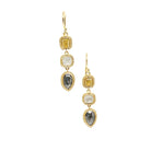 Triple Colored Diamond Drop Earrings