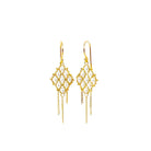 Yellow Gold Pearl Tassel Drop Earrings