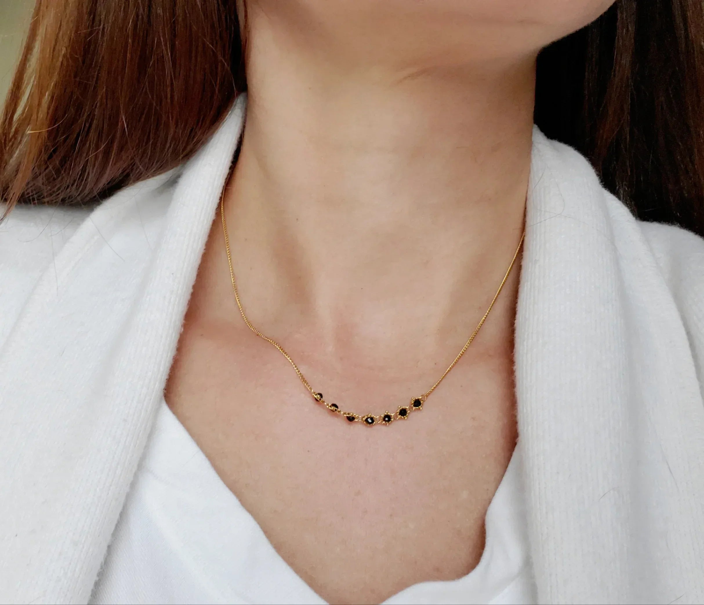 Black Diamond Long Textile Necklace