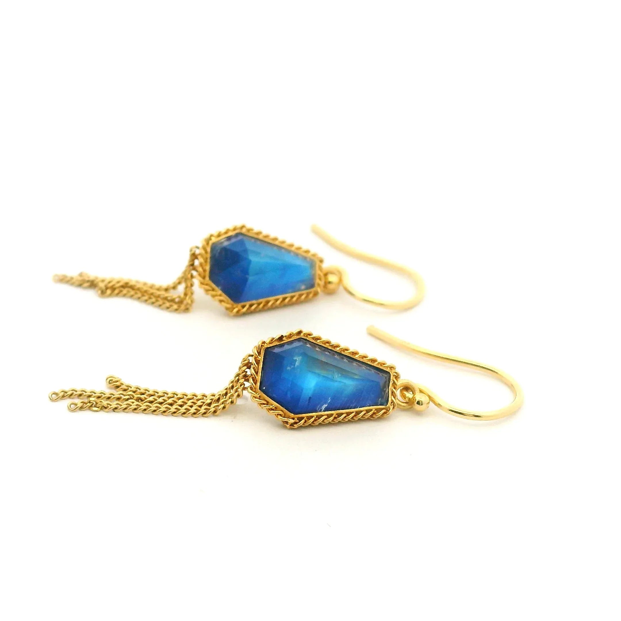 Yellow gold moonstone earrings
