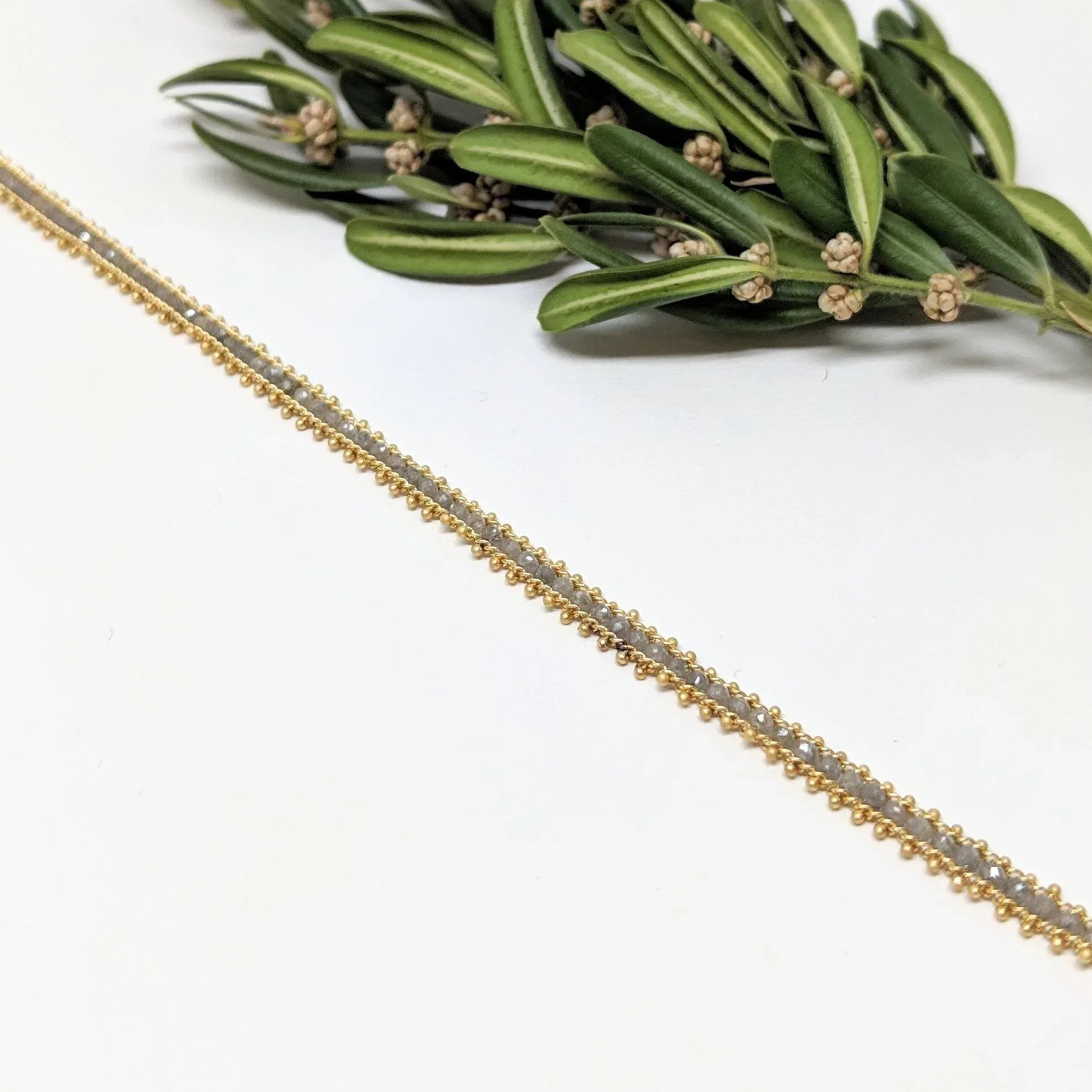 Grey Diamond Textile Line Bracelet