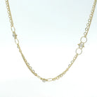 Yellow Gold and Silver Diamond Station Necklace