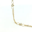 Yellow Gold and Silver Diamond Station Necklace