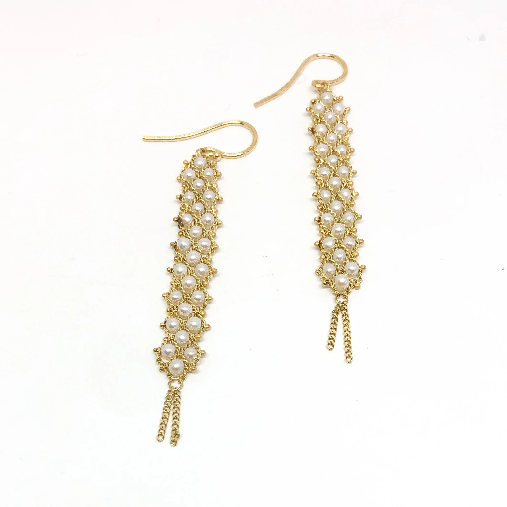 Pearl Long Textile Earring