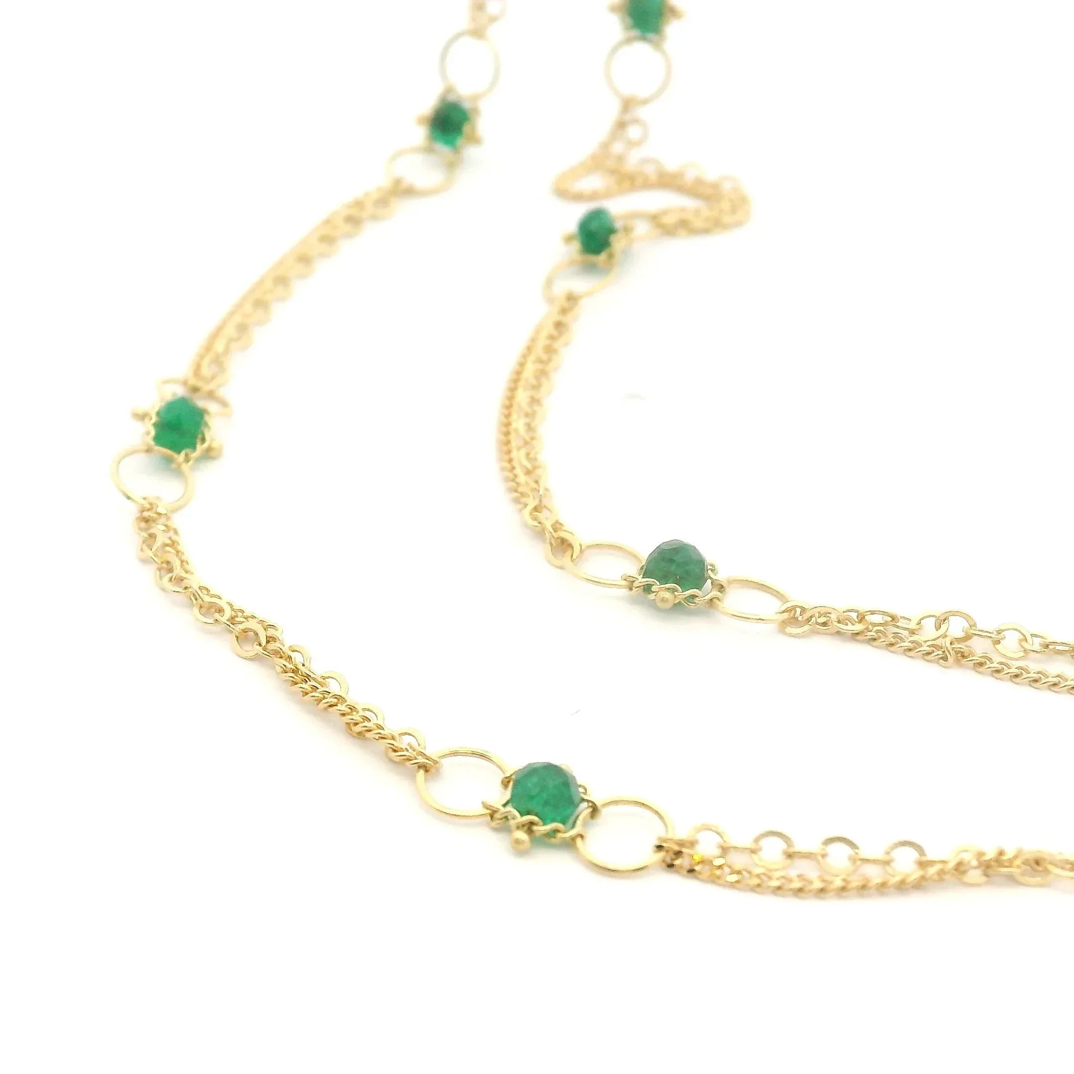 Yellow Gold and Emerald Station Necklace