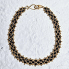 Yellow Gold and Black Diamond Three Row Textile Bracelet
