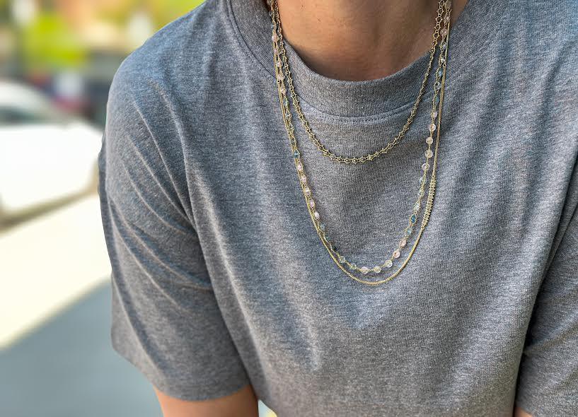 18 karat Yellow Gold and Gray Diamond Textile Necklace