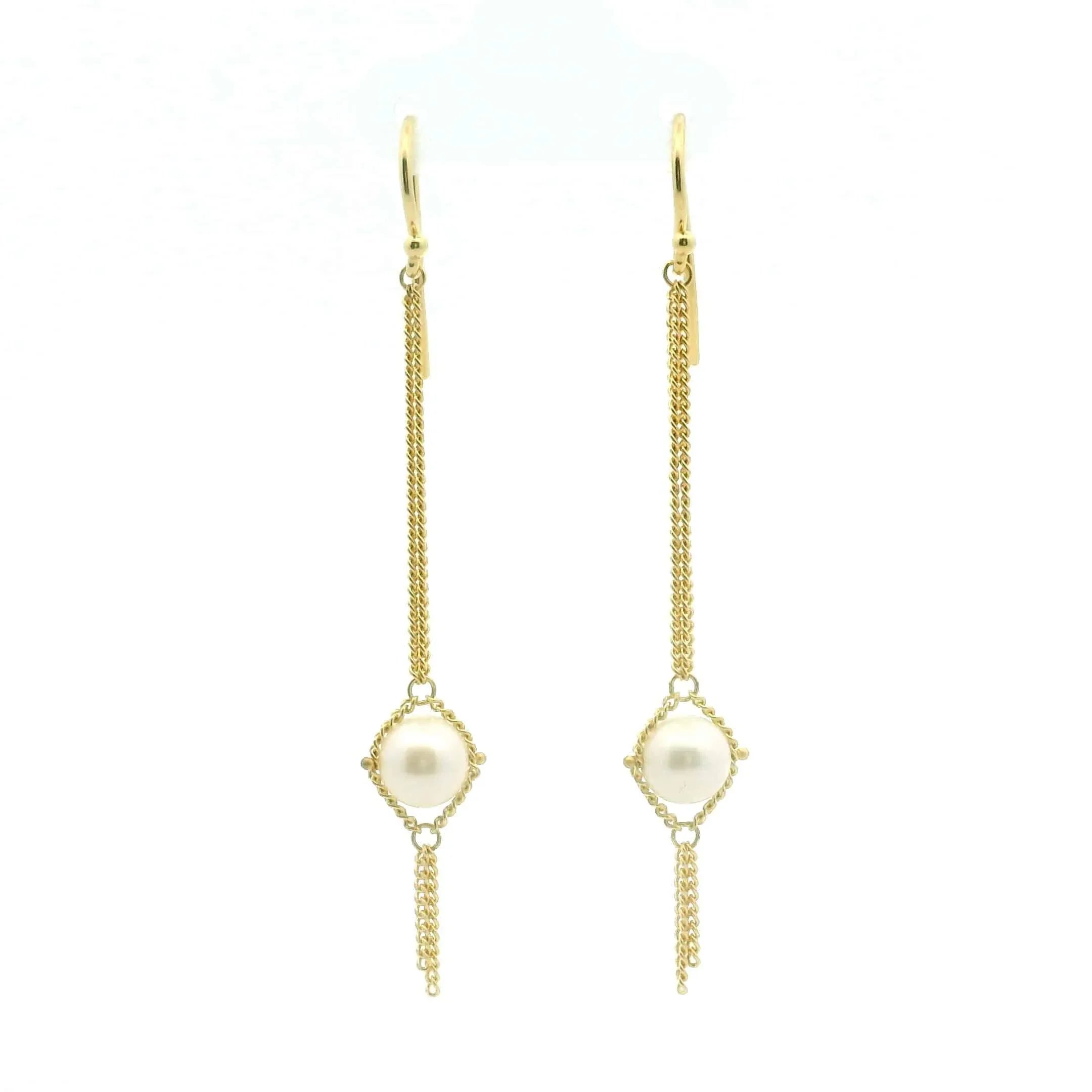 Single Freshwater Pearl Gold Drop Earring