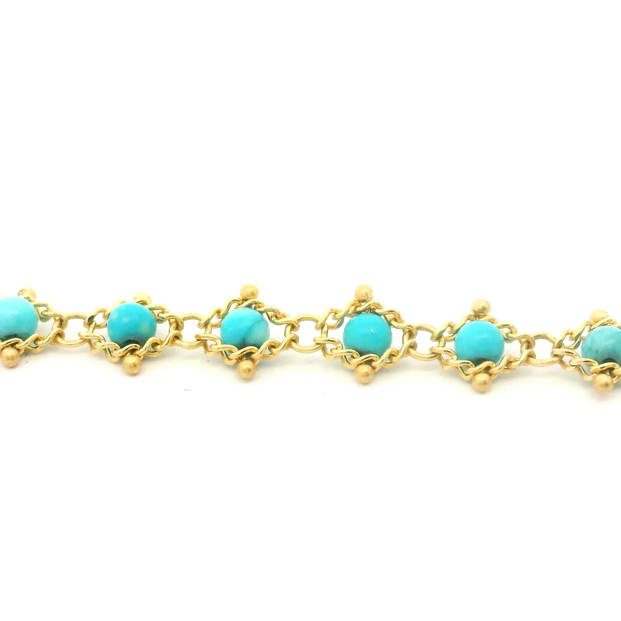 Yellow Gold Turquoise Textile Necklace