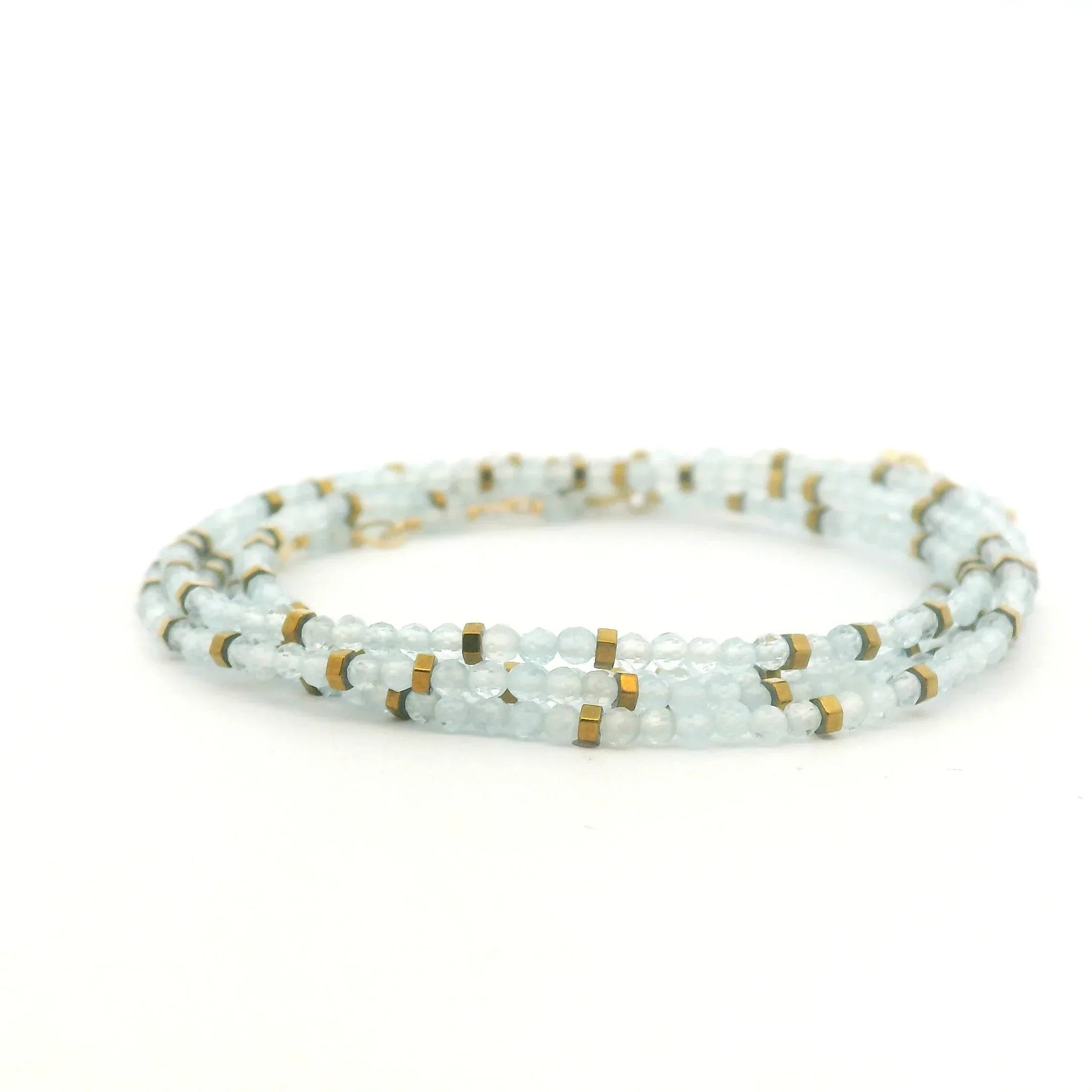 18 karat Yellow Gold and Milky Aquamarine Confetti Wrap