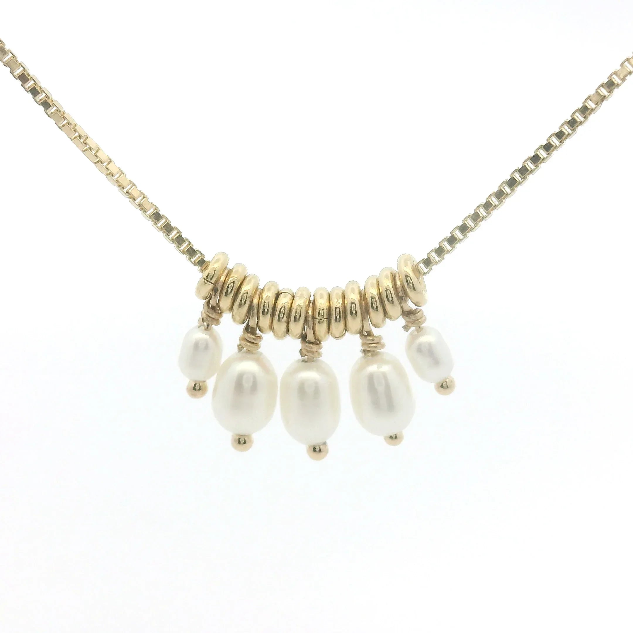 Five Little Rice Pearl Luna Necklace