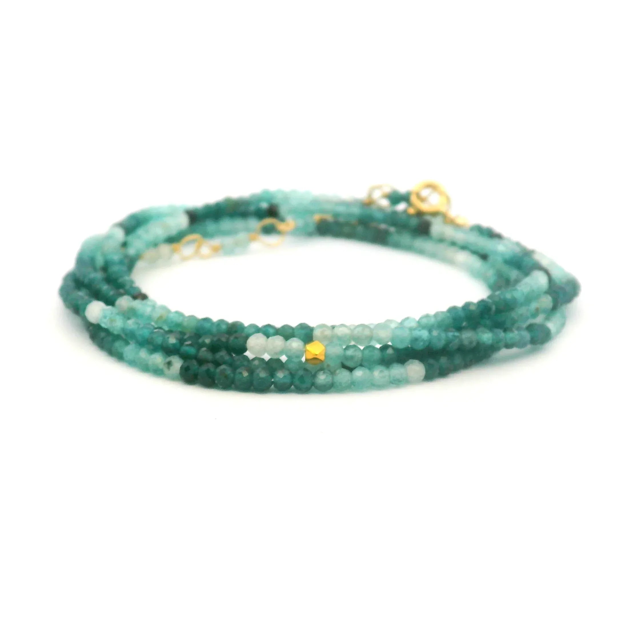 Teal Granidierite Wrap Bracelet