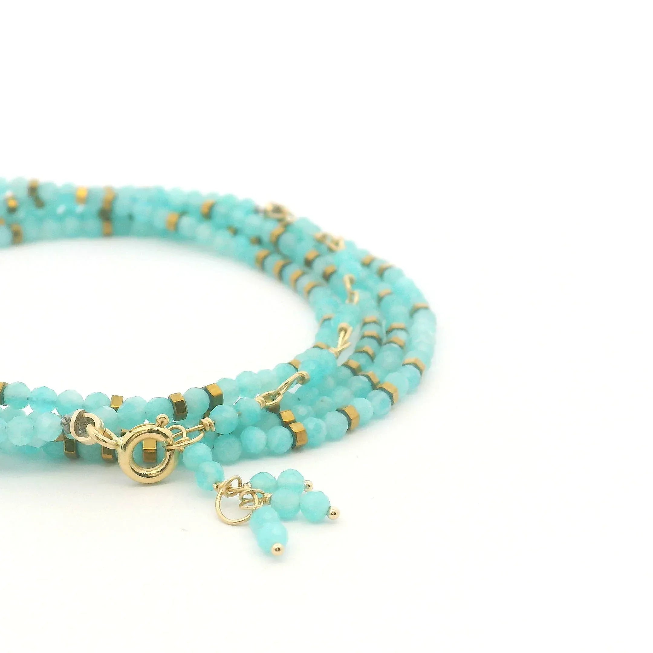 18 karat Yellow Gold and Amazonite Confetti Wrap