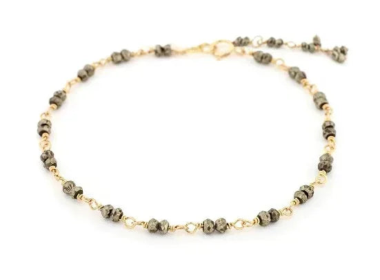 Yellow Gold and Pyrite Hand-tied Bracelet