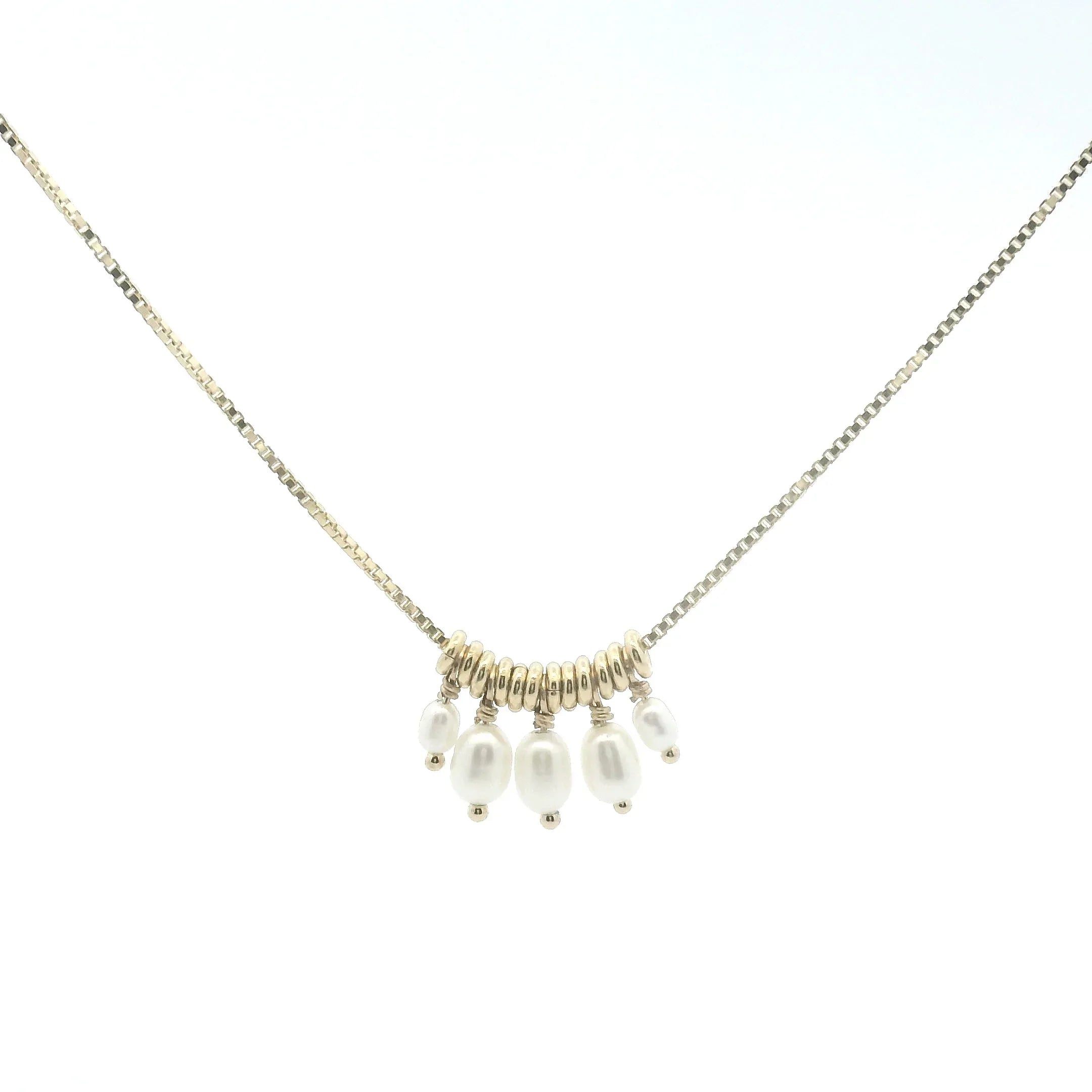 Five Little Rice Pearl Luna Necklace