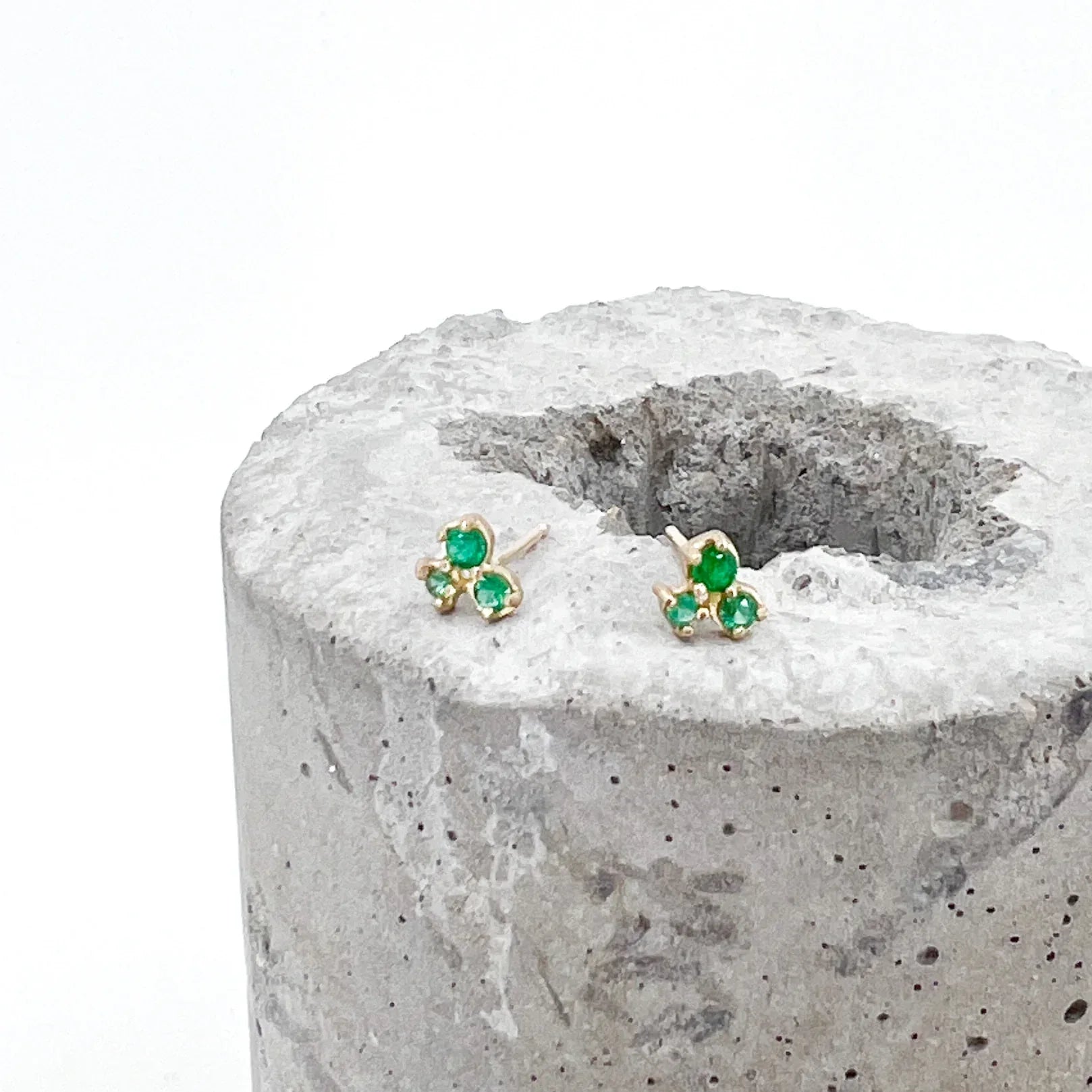 Emerald and Gold Trio Stud