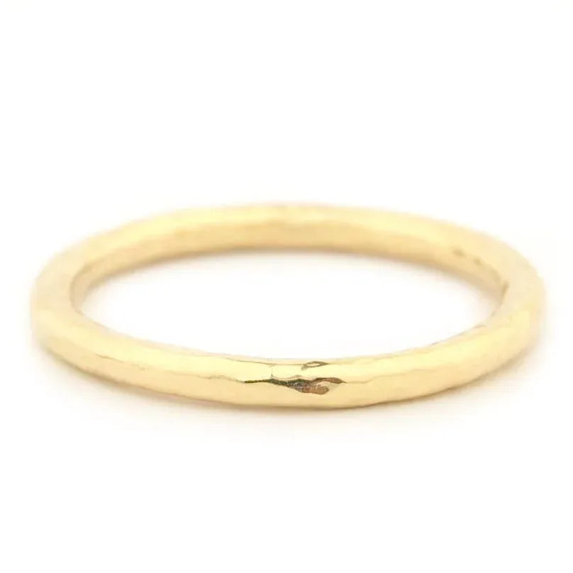 Hammer Finish Band - 18K Yellow Gold