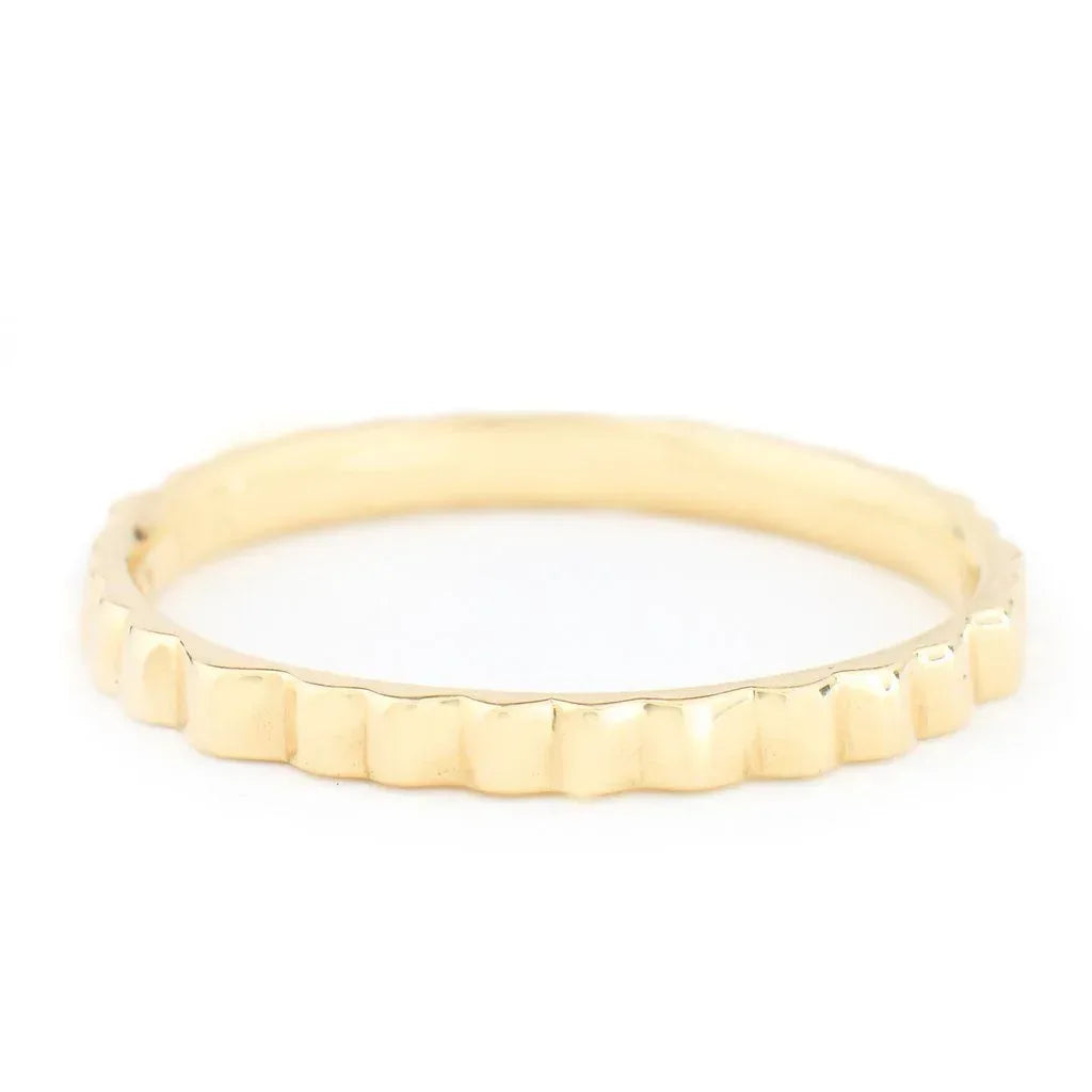 Slim Polished Textured Band18K Yellow Gold