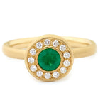 Green Emerald Fresh Diamond Ring - 18K Yellow Gold