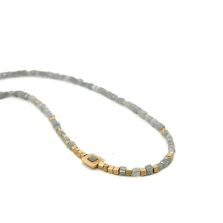 18 karat Yellow Gold and Gray Diamond Necklace