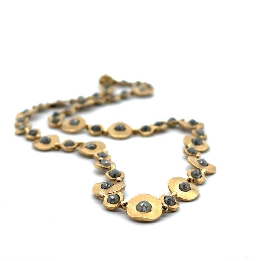 18 karat Yellow Gold and Gray Diamond Necklace