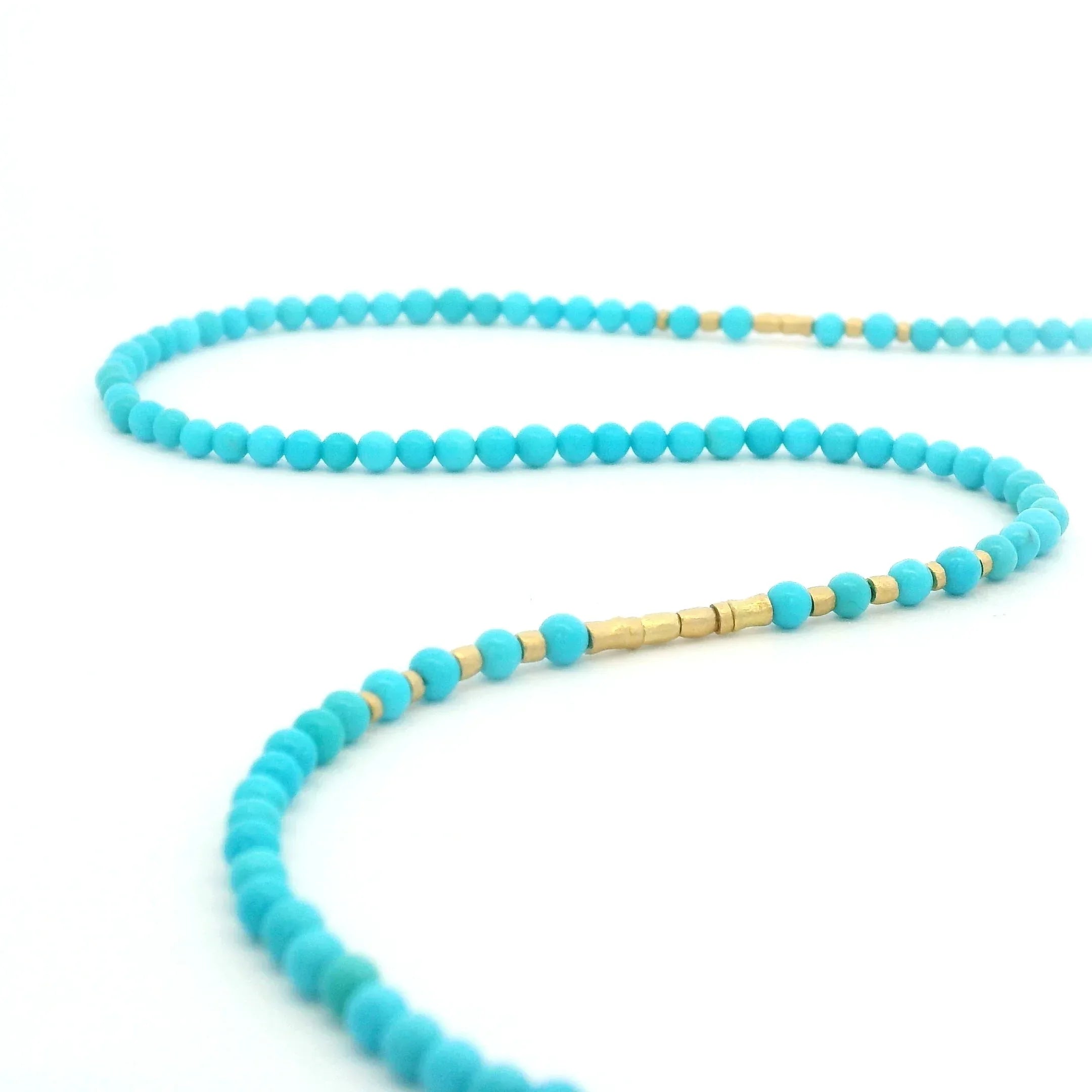 18 Karat Yellow Gold and Turquoise Necklace