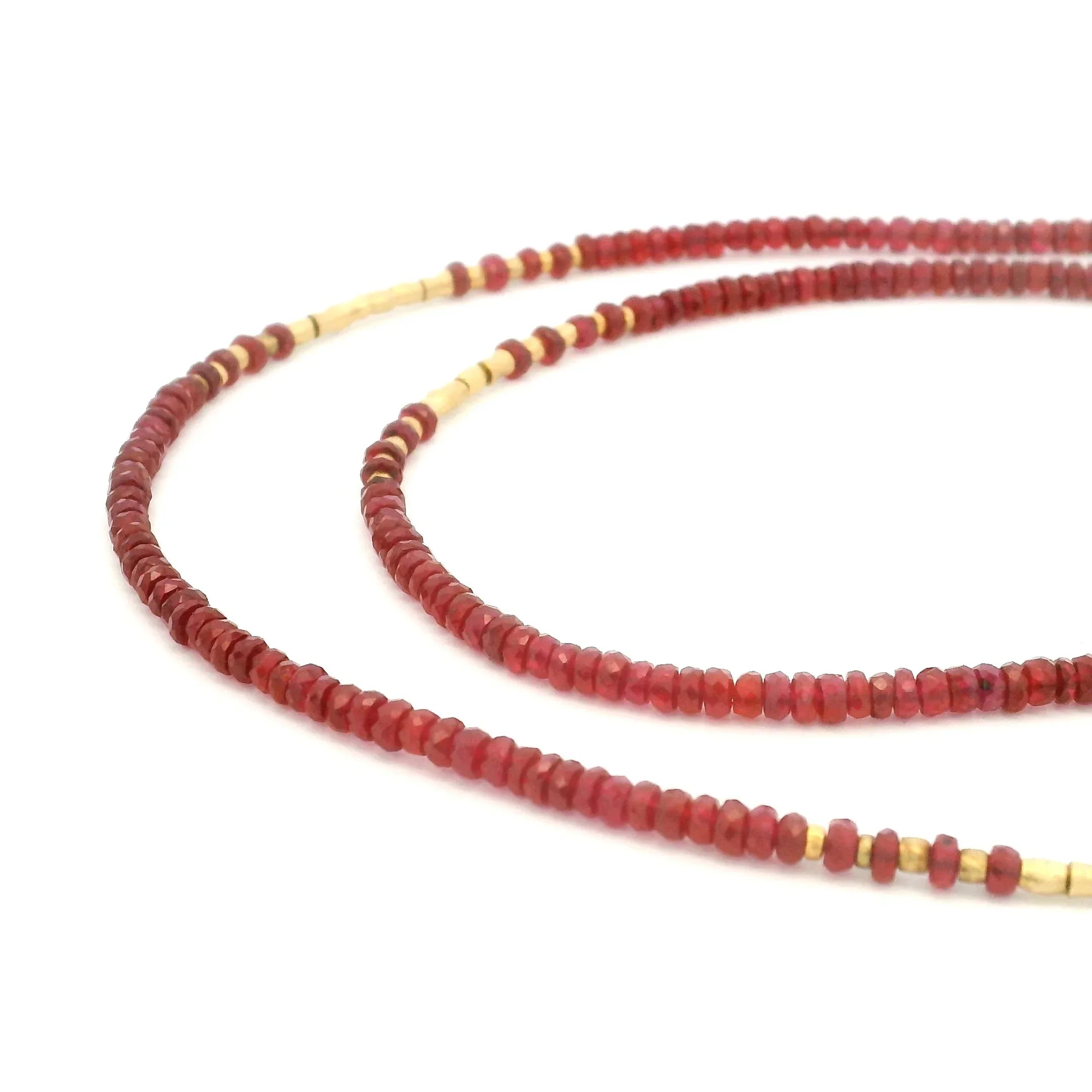 Yellow Gold and Ruby Beaded Strand