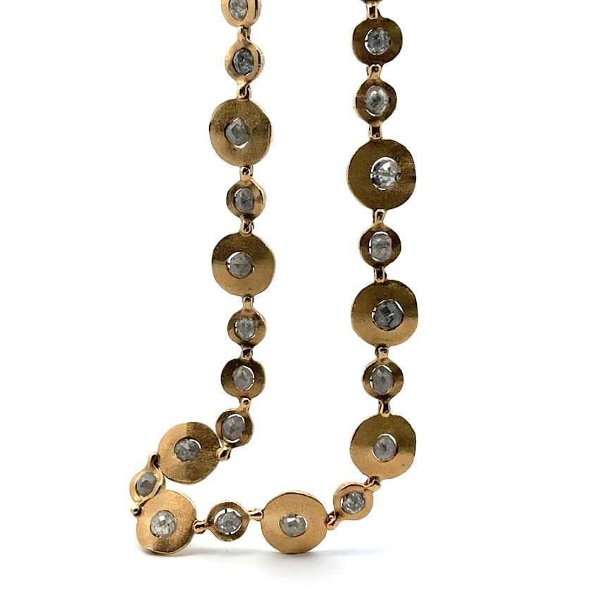 18 karat Yellow Gold and Gray Diamond Necklace